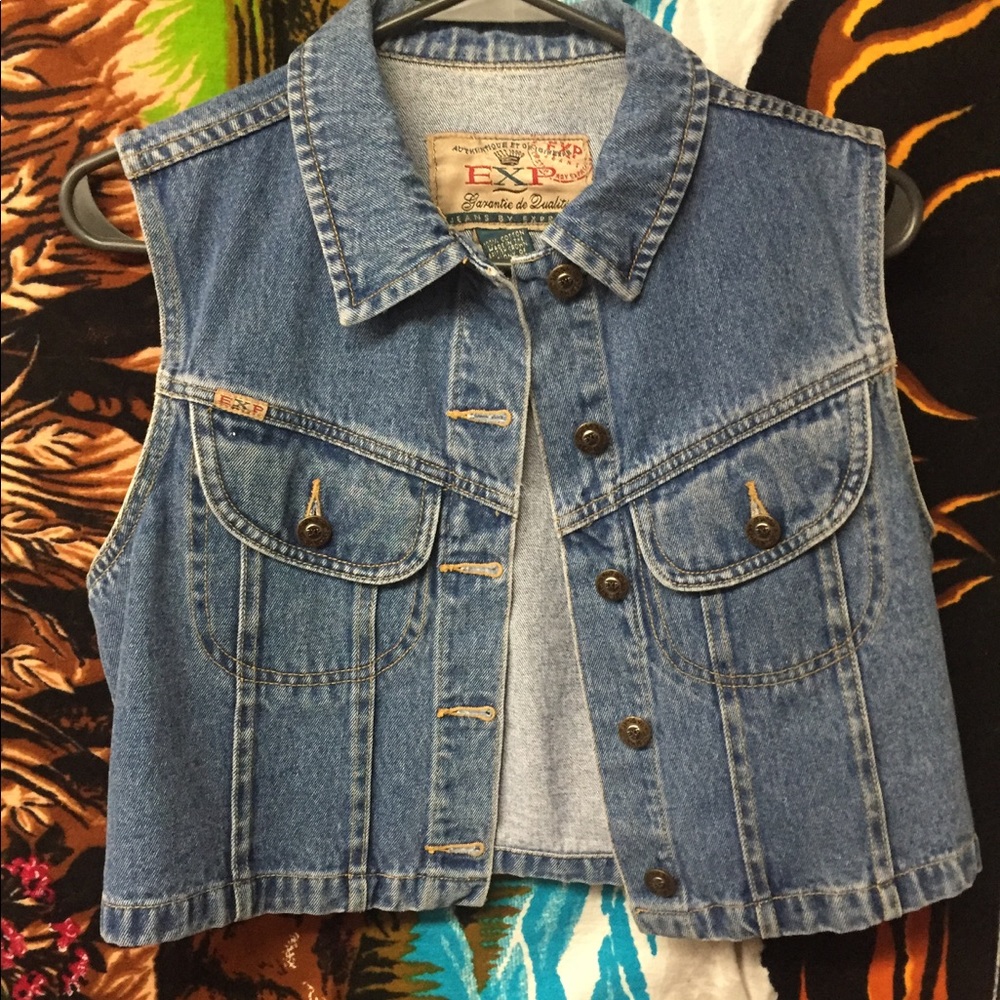 Vintage Express Cropped Denim Vest